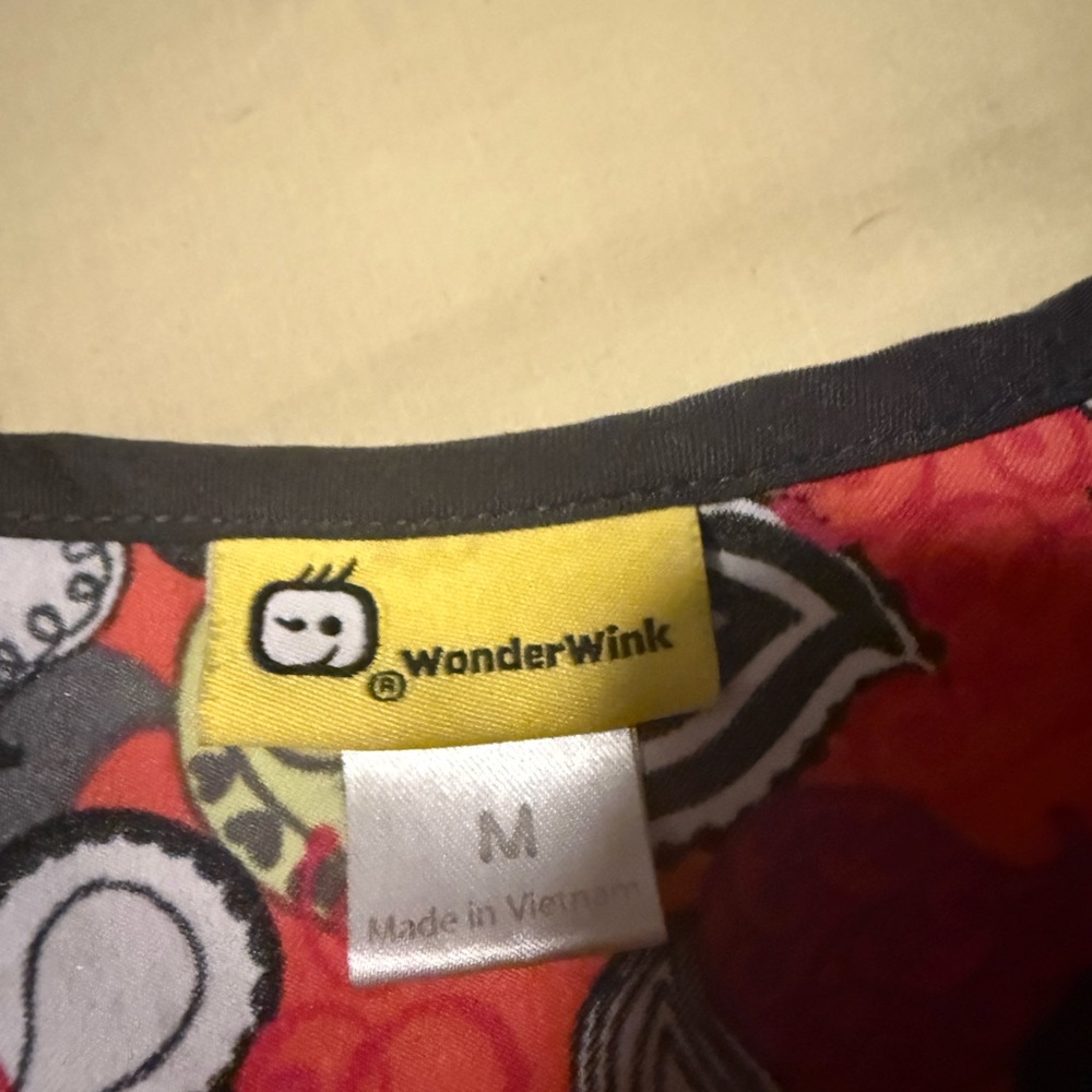 WonderWink Red and Gray Patterned Top
